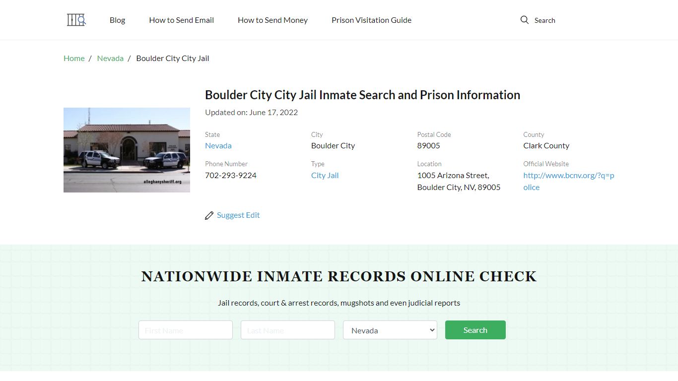 Boulder City City Jail Inmate Search, Visitation, Phone no ...